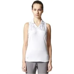 ADIDAS Women's Printed Sport Mesh Sleeveless Polo