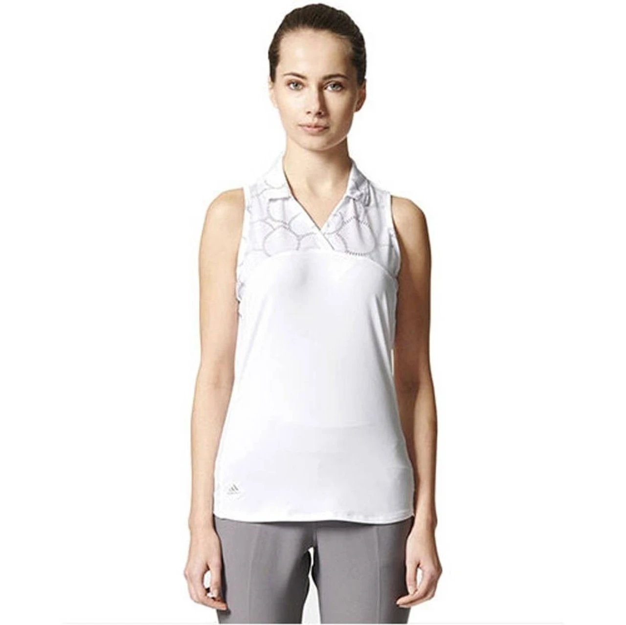 ADIDAS Women's Printed Sport Mesh Sleeveless Polo