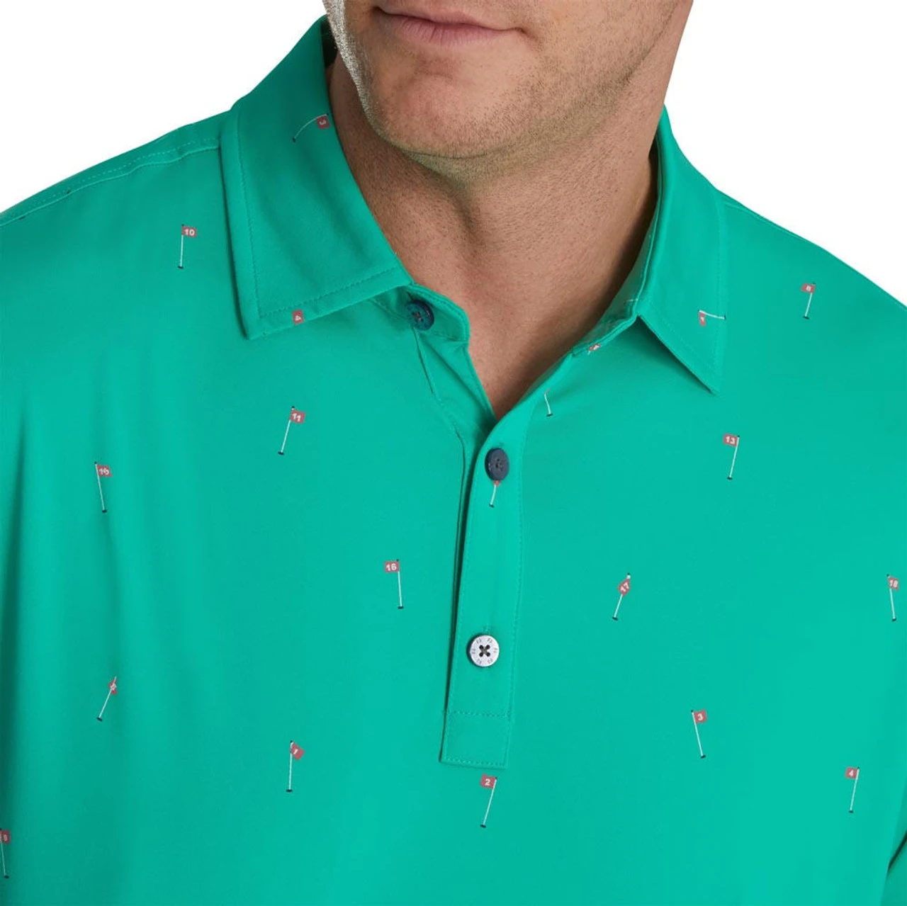 FootJoy 18 Holes Print Lisle Self Collar Polo - Image 11