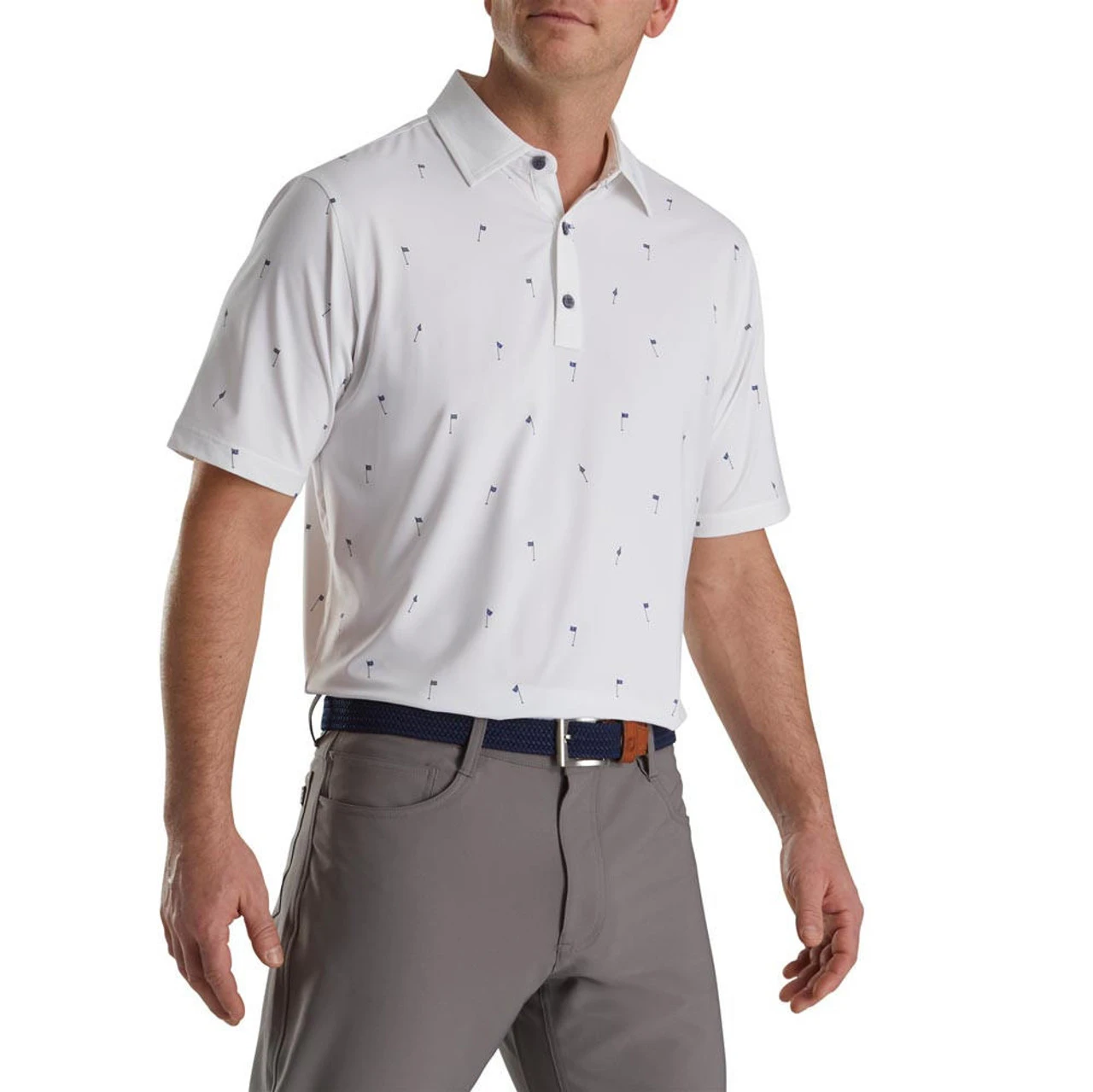 FootJoy 18 Holes Print Lisle Self Collar Polo - Image 5