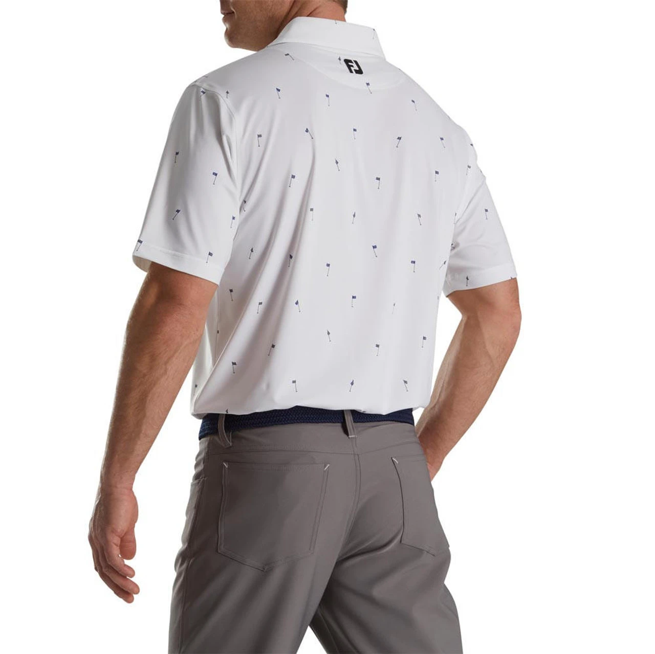 FootJoy 18 Holes Print Lisle Self Collar Polo - Image 6