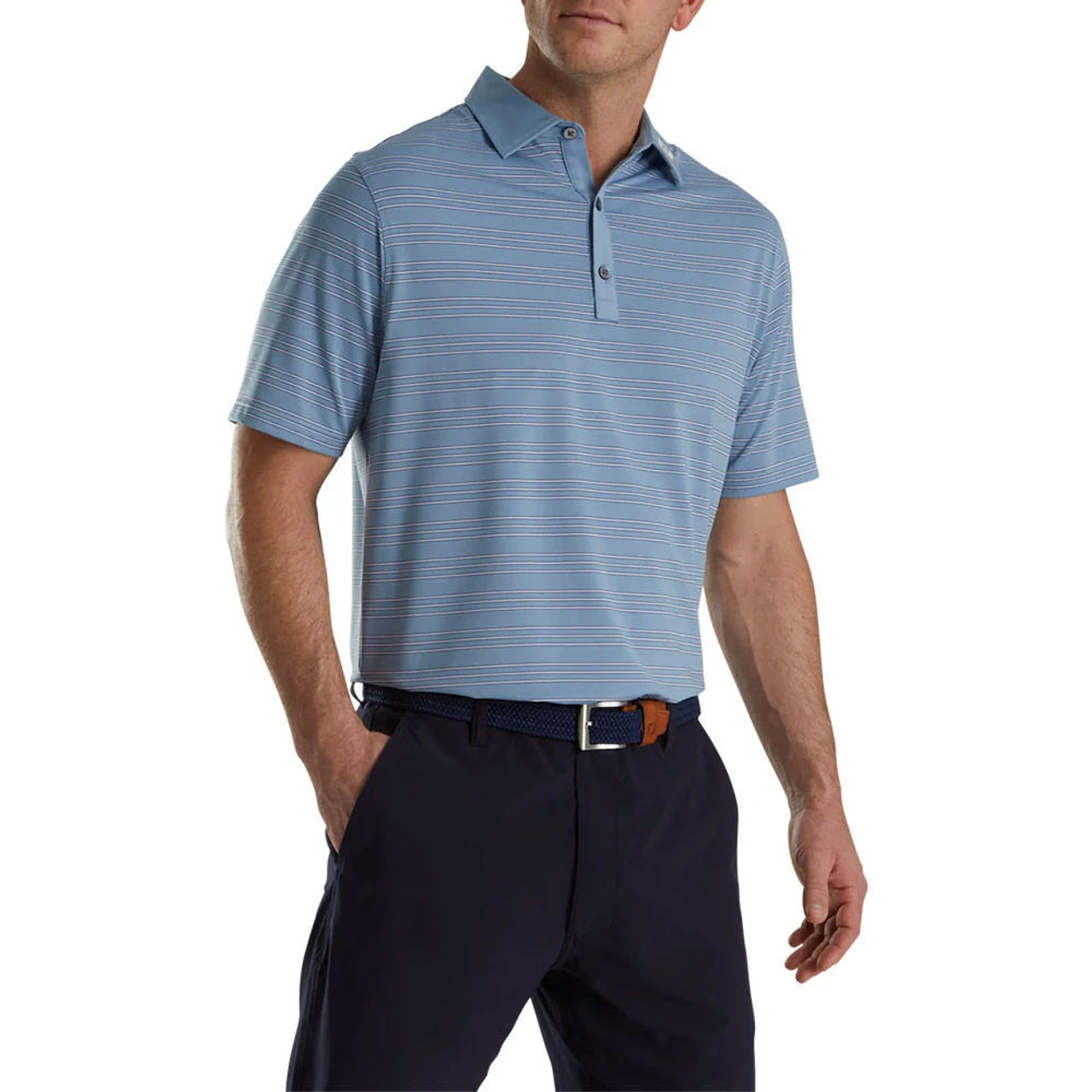 FootJoy Trio Stripe Lisle Self Collar Polo - FJ Logo