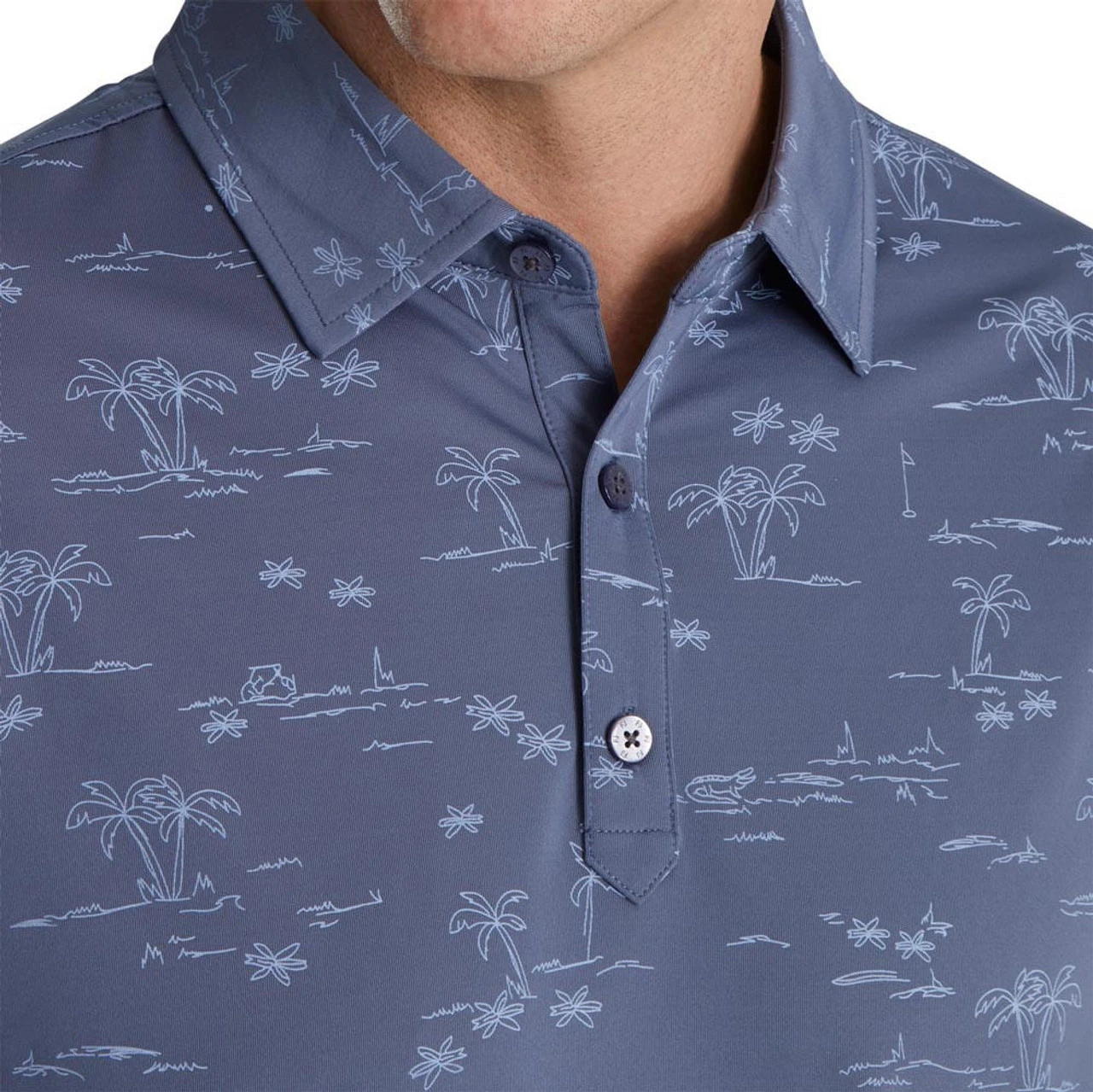 FootJoy Tropic Golf Print Lisle Self Collar Polo - Image 11