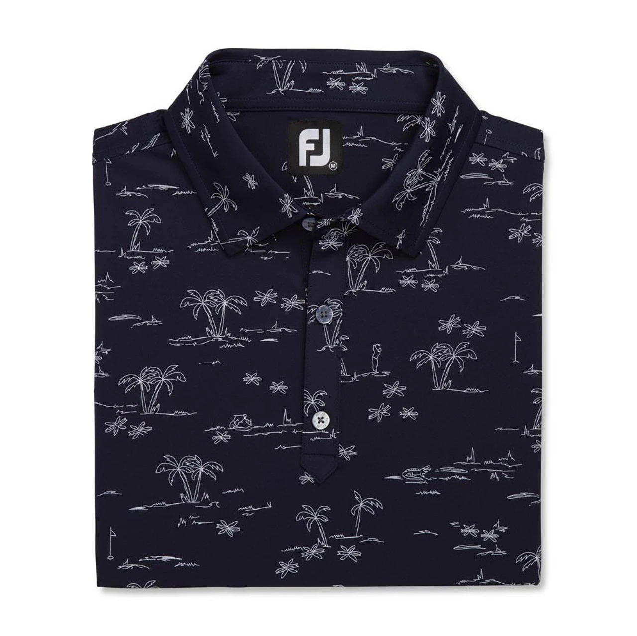 FootJoy Tropic Golf Print Lisle Self Collar Polo - Image 4