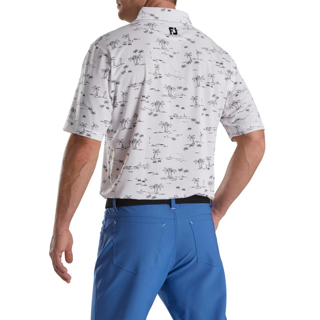FootJoy Tropic Golf Print Lisle Self Collar Polo - Image 6