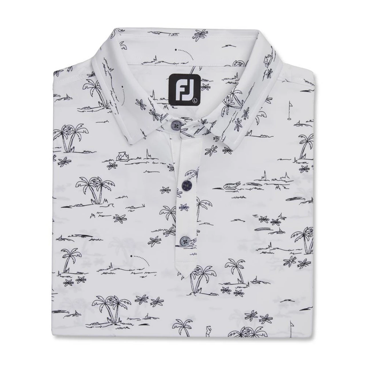 FootJoy Tropic Golf Print Lisle Self Collar Polo - Image 8