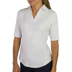 Jofit Scallop 1/2 Sleeve Polo - White