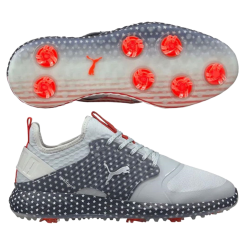 Puma Men's Limited Edition PWRADAPT Caged USA Golf Shoes - High Rise/Navy Blazer/High Risk Red